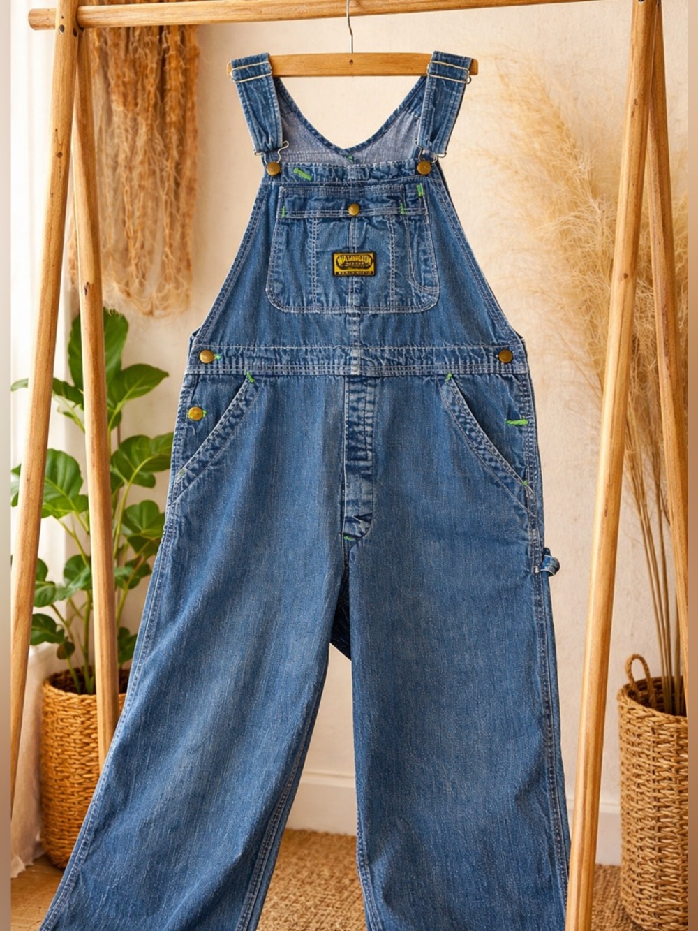 Vintage Washington Dee Cee Denim Overalls Workwear USA Wide Leg Carpenter